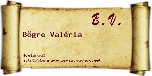 Bögre Valéria névjegykártya